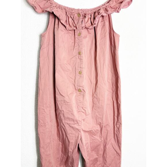 The Nines by Hatch Maternity Jumpsuit Small Off The Shoulder Pink Button-Front - Picture 8 of 12